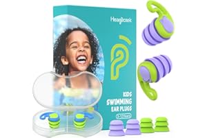 Hearprotek Tapones Oídos Natación para Niños de 3 a 12 Años, 2 Pares de Tapones Oídos Natación Niños de Silicona Suave e Impermeables, Reutilizables para Deportes Acuáticos, Baño(azul&naranja)