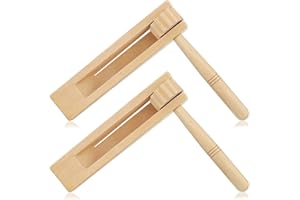 Axingqiwu 2STK Resonanzboden, Kastagnetten KIinder, Hölzerne Krachmacher, Holzratsche Geräusche Maker, Holz Spinning Ratsche, Holzrassel Ratsche aus Holz, Handbuch Musikinstrument
