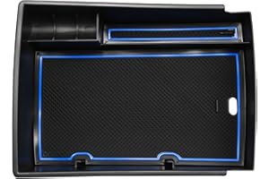 CDEFG Vano Portaoggetti da Bracciolo per Kona Electric EV 2020+, Scatola di Controllo Centrale del Bracciolo Scatola di Immagazzinaggio con tappetino antiscivolo Accessori Interni per Auto (Blu)