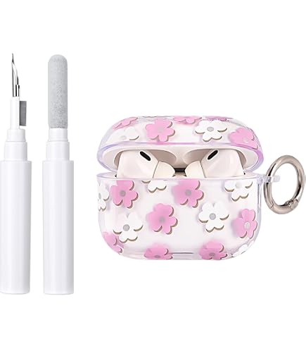 Newseego Hülle Für AirPods 4 Mit Blumenmuster & Anhänger, Durchsichtig, TPU – Stoßfest, Kabellos Ladefähig