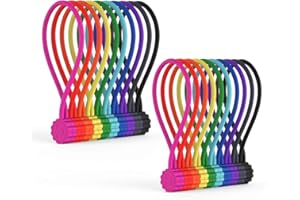 Rich&Ray Magnetic Reusable Silicone Cable Ties, Phone Cord Holder, Magnetic Cable Ties for Headphone Cables, Charging Cable Organizer, Book Markers, Hanging Stuff - 7.48'' (10Colors-20Pack)