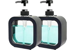 GOUJFOL Dispenser Sapone, 2 Pezzi Dosatore Sapone Bagno 500 ml Erogatore Sapone Liquido, Dispenser Detersivo Lavatrice Plastica Pompa Bottiglie Detersivo Piatti per Doccia e Cucina (500nl-2Pcs-nero)