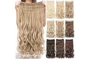 IMISSU Capelli Lunghi e Spessi Naturali Ricci Clip In Estensioni Dei Capelli Sintetici Posticci Per Le Donne (Sporca bionda,24 Inch)