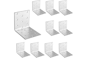 OMIdeas 10 x Angle Brackets (60 x 60 x 60 x 2) Corner Metal Braces Wood Timber Galvanised Steel Sheet Connecting Joining Fixing L Repair Connector