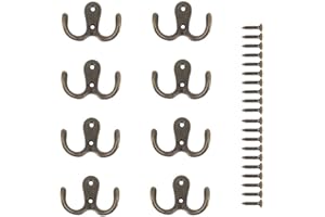 JINXIAN JINXM 8 Pièces Crochet a Vis Double Métal Crochets et Patères Rangement pour la Maison étagères Tiroirs Casiers Bain(Bronze)