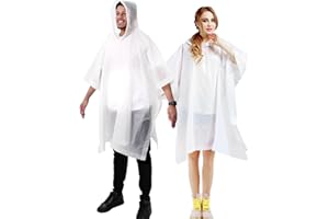 ANYOO Poncho de lluvia impermeable para adultos, paquete de 2 capas de lluvia reutilizables de PEVA con capucha con cordón para festivales, camping, senderismo, viajes, talla única