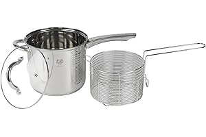 KARL HAUSMANN Frying Pot with Strainer and Lid - 3.6 L - Stainless Steel Frying Pot for Frying - Frying Basket - Chip Pot with Strainer - Deep Fryer Pot - Deep Fryer Pot - Frying Pan