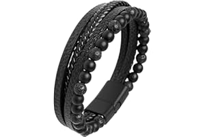 Mochity Lederarmband Herren, Armband Herren, Lederarmband Herren Schwarz, Viking Herrenarmband, Herren Armband Edelstahl, Herren Lederarmband, Männer Geschenke, Armbänder Für Herren