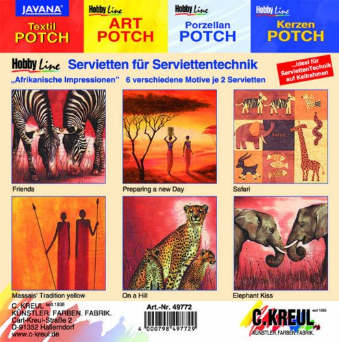 Hobby Line 49772 - Serviettenmischpackung Afrikanische Impressionen 6 Motive 2 Stück
