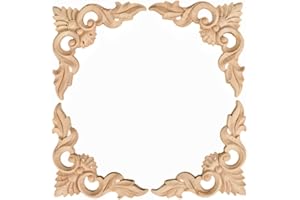 MUXSAM 4pcs 10 * 10cm/3.94"*3.94" Wood Carved Corner Onlay Furniture Home Decorations Unpainted Applique