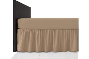 AmigoZone Plain Brushed Micorfiber Percale Platform Base Valance Pleated (Chambray, Double)