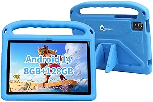 CWOWDEFU Kids Tablet,10-inch Android 14 Tablet for Kids with Protective Case,Kids Pad has 8 GB RAM,128 GB ROM (up to 1 TB usable),Face ID,WiFi 6,6000 mAh