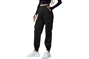 GORGLITTER Pantalones cargo clásicos para mujer, pantalones cargo rectos de cintura alta, capri, pantalones largos streatwear con bolsillos