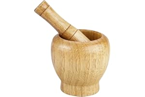 HERCHR Juego de mortero y maja manual de madera, triturador de alimentos de mortero y maja manual para suministros de cocina para el hogar