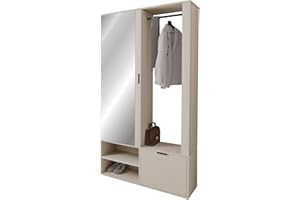 Mirjan24 Garderoben-Set Raldento mit Spiegel, Kleiderstange, Schuhschrank und Fächer, Wandgarderobe, Flurgarderobe, Kompaktgarderobe (Cashmere)