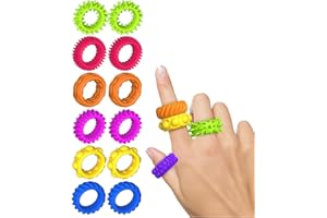 VNDKGN 12 Pcs Sensory Rings for Autism,Silicone Sensory Fidgets Anxiety Stress Rings Toys Relief for Kids School Adhd Aids,Small Squishy Stimming Finger Toy Silent Quiet Focus for Adults Teenagers Boys Girls