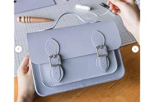 BEABLINGER DIY Purse Bag Satchel Making Kit Cambridge Sewing Pattern Wallet PU Leather Material Craft Tool Set Handmade Handbag Shoulder Bag pdf Sew Knit Stitch Woman Girl Birthday Holiday Day Gift (1.Sky Blue)