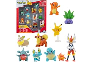 Pokemon Figurka 10-Pack – 5-11 cm Pokémon Figury - Cinderace Pikachu Charmander Squirtle Oddish Gible Bulbasaur Yamper Froakie & Growlithe - Najnowsza 2022 - Oficjalnie licencjonowana zabawka Pokemon