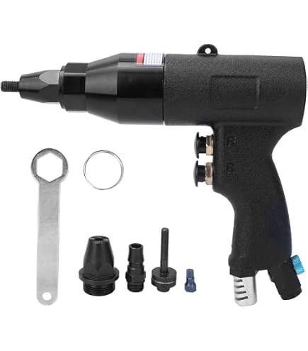 KIARUO Pneumatic Rivet Nut Gun – M4, M5, M6 With Replacement Mandrels, Industrial Grade Pull Rivnut Tool (LM08)