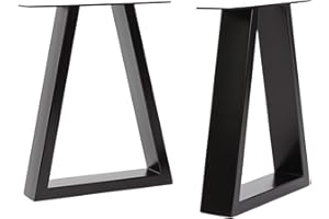 The Hairpin Leg Co. [HLC] 2 x Industrial Trapezium Bench Legs - Surface Conditioned Steel, Precision Laser Cut, TIG Welded with Free Screws, Build Guide and Floor Protectors - 40cm [Bench, Black]