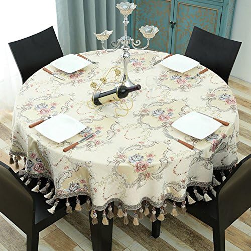 AJKAHKCHFKCK European style Polyester Round Tablecloth,Spill-proof Wipe clean Various sizes Table cloth Tea table Table cloth-A diameter280cm(110inch)
