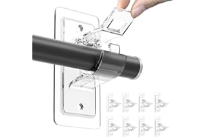 BelleVive 8 Pack Curtain Rod Holders No Drilling, Self-Adhesive Curtain Rod Brackets, No Hole, Multipurpose Curtain Rod Hooks No Nails for Bathroom, Bedroom, Transparent