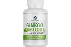 MEDFUTURE Extrakt Ginkgo Biloba 120 mg – Hochdosierter Ginkgo-Extrakt – 120 Tabletten – Ohne Zusatzstoffe – Laborgeprüft – Hergestellt in EU