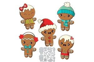 TINGZVEN Christmas Gingerbread Man Metal Die Cuts, Gingerbread Man Cutting Dies Cut Stencils DIY Scrapbooking Cards Decorative Embossing Paper Dies for Album Card Making Scrapbooking