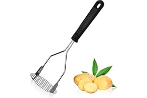 HAADI Potato Masher Stainless Steel Potato Ricer with Soft Grip Non-Slip Handle, Kitchen Non-Stick Food Masher for Mashed Potatoes, Baby Food, Jam, Vegetable & Fruits
