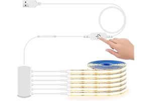LRGBST 6 pcs 1M tira led COB del gabinete Blanco cálido,5V USB Dimmable COB tira led con el interruptor del dimmer táctil para los muestras bajo la iluminación del gabinete