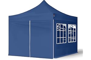 TOOLPORT 3x3m Pavillon Faltpavillon Klappzelt inkl. 4 Seitenteile Stahl Faltzelt Garten Partyzelt blau
