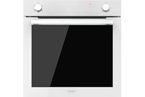 Cecotec Horno Integrable Convencional de 80L Bolero Hexa C126400 Glass White. 2800W, 5 Funciones, Bajo Consumo, Luz Interior, Steam Assist, Steam EasyClean, Puerta Fría con 2 Cristales