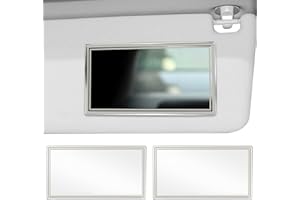 AMUSINGTAO 2 Pcs Universal Car Vanity Mirror - Self-Adhesive HD Stainless Steel Sun Visor for Truck SUV Interior - Rear View Seatback