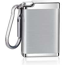 2 Posacenere Portatili Tascabili Con Portachiavi – Antiodore, Acciaio Inox, Capacità 6-7 Mozziconi, Nero+Argento