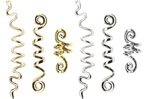 eMagTech Viking spiralne koraliki do włosów, metalowe, warkocze, pierścionki celtyckie, dredloki, szpula, do włosów, do włosów, warkoczy, srebrne, złote