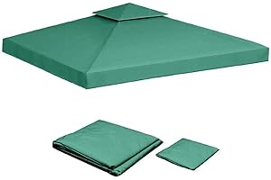 JUTTAUTO 2 Tier Gazebo Replacement Top Cover,Large Size 3X3 m Garden UV Resistant Waterproof Canopy,Heavy Duty Double Tiered Gazebo Pavilion Roof Protection for Yard Patio Garden Outdoor Canopy Sunshade