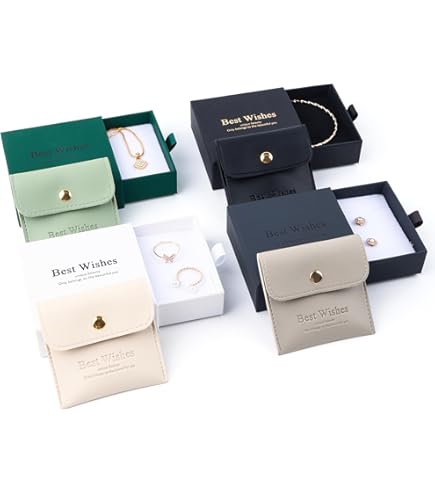 4 stuks sieraden-geschenkdoosjes, 8 x 9 x 1 cm, karton, fancy halsketting, armband, oorbel, lade-organisator, doos, sterke lege sieradendoos voor halskettingen, oorringen, displaybox, blauw