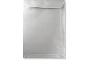 4ABOXES LTD C4 Coloured Envelopes for A4 Paper/Card Peel & Seal Flap Envelopes Pack of 10 (Metallic Silver Peel & Seal)