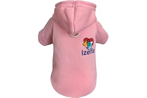 Izefia Hund Hoodie Kleidung Fleece Pullover Winter Sweatshirt Warme Baumwollschleife Basic für Kleine Welpen Katze Rosa XXL