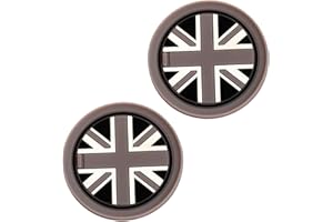 TIAMARAEON Car Cup Coaster, 2PCS Black Union Jack UK Flag Style Soft Silicone Cup Holder Coasters Universal Car Cup Holder Insert compatible with MINI Cooper R55 R56 R57 R58 R59 73mm(Black, Gray)