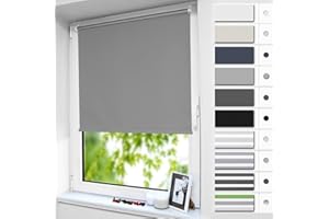 smartdemo Store Occultant sans Perçage, Gris Clair, 60x200 cm, Store Enrouleur Opaque Thermique Isolant, Protection de Vie Privée, pour Fenêtre ou Porte