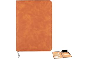 BAIYOULI Torba na dokumenty A5, skórzana torba biznesowa, wielofunkcyjny organizer na karty, segregator na dokumenty, notatnik, segregator pierścieniowy, uchwyt na telefon komórkowy, torba podróżna na zamek błyskawiczny (brązowa)