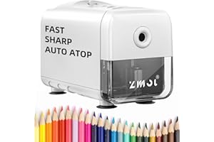 Zmol Electric Pencil Sharpeners,Heavy Duty Classroom Sharpeners for Colored Pencil,Auto Stop/ 3 Modes to Choose/Super Sharp&Fast/Safe to Kids Automatic Sharpener (White)