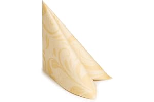 BIOEXXE Servilletas papel Airlaid, efecto tela - servilletas papel decoradas desechables hechas de material duradero y práctico - paquete de 50 piezas, tamaño 40x40, estampado de flores de oro