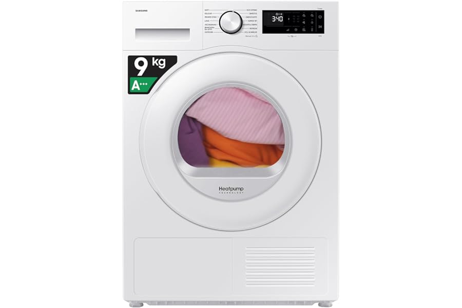 Samsung Crystal EcoDry DV90DG52A0TE Tumble Dryer, 9 kg, Wifi, Heat Pump, Optimal Dry Sensor, LED Display, 2 in 1 Filter, Front Load, 60L x 85H x 60P cm