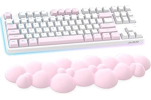 AJAZZ Wolkenweiche, ergonomische Handballenauflage für 100 Tasten, 87 Tasten, 68 Tasten, Tastatur aus PU-Material, rutschfeste Gummibasis, Memory-Schaum, wolkenförmig, 15,2 * 4,4 * 1,2 Zoll-Pink