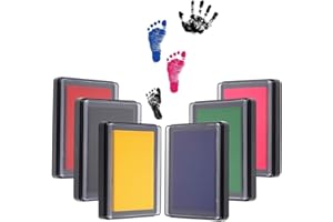 umorismo 6 Stücke Stempelkissen Kinder, Baby Stempelkissen Groß, Bunt Baby Fußabdruck und Handabdruck Set (6 Farben)
