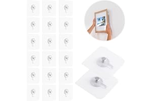 Dorart Home Appendi Quadri Senza Chiodi, 20 Pcs Ganci Adesivi per Quadri Senza Punzonatura Foro Ganci Autoadesivi Resistentiper Specchio Soggiorno Bagno，Attacca Oggetti da Parete