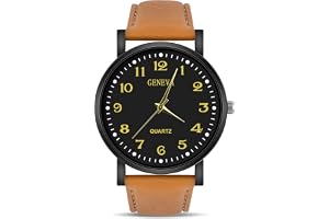 OFFCUP Armbandsur herr, analog kvartsur för män klockor minimalistisk herrklocka med läderarmband och stor urtavla, klassisk affärer lätt att läsa av