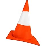 ADULTS ORANGE TRAFFIC CONE FANCY DRESS HAT - NOVELTY ROAD CONE STAG AND HEN NIGHT COSTUME ACCESSORY - MENS / WOMENS ORANGE AN